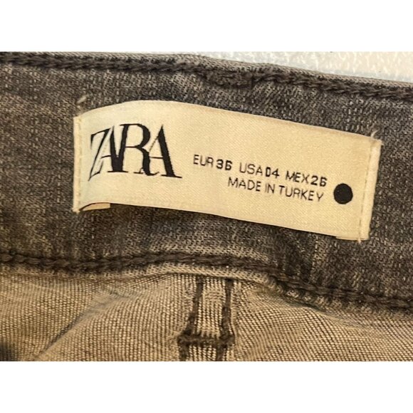 Zara Womens Jeans The High Waist Skinny Denim Distressed in Lead Grey Size USA 4 - Picture 12 of 12